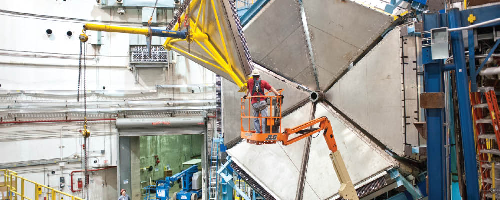 cebaf-hall-d-clas-12-installation-thumb.jpg Installation work for the new CLAS12 detector in Jefferson Lab’s Experimental Hall B continues. Here, a segment of the pre-shower calorimeter, or PCAL, is installed.